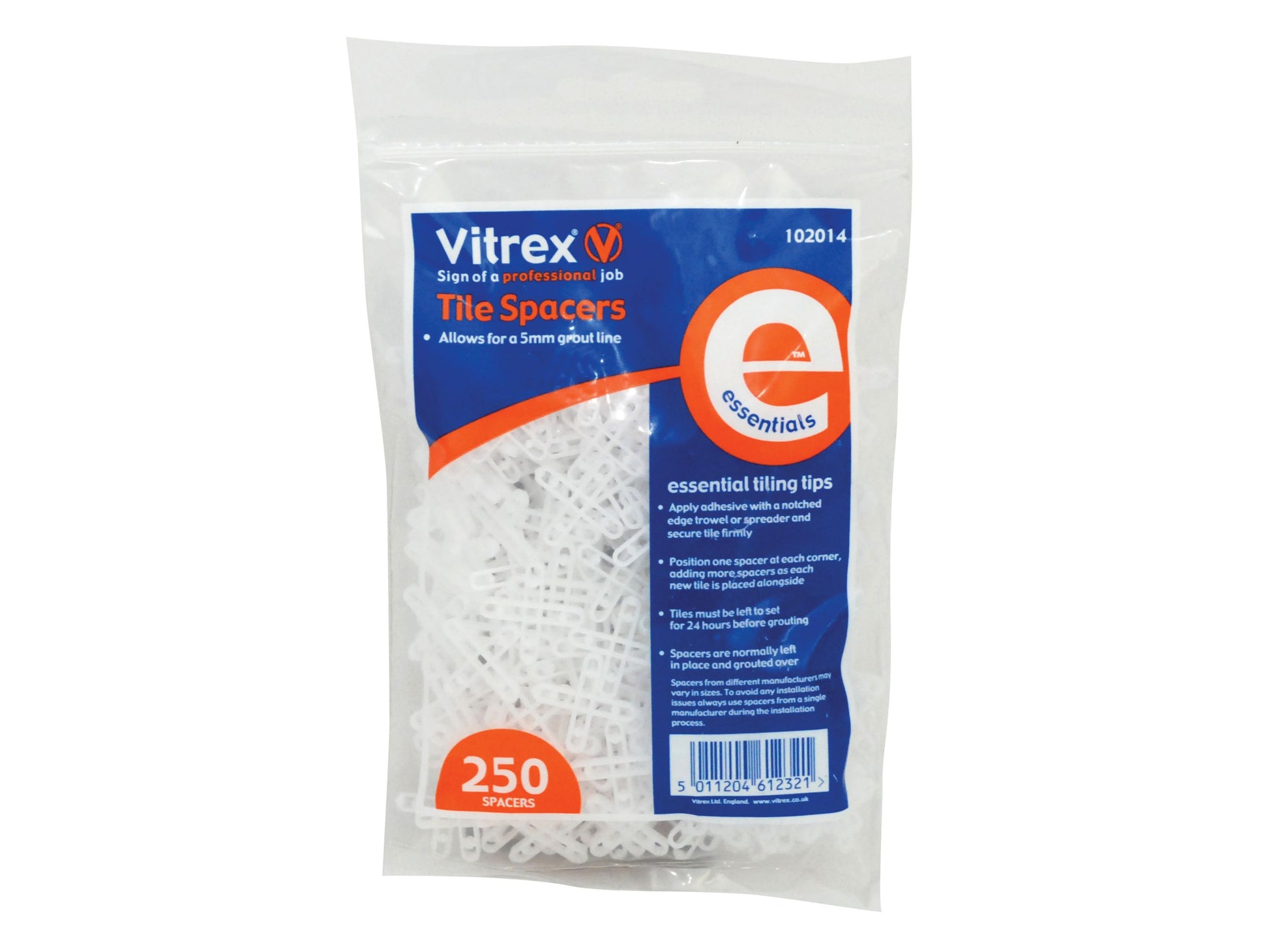 VITREX VIT102014 ESSENTIAL TILE SPACERS 5mm (PACK 250)