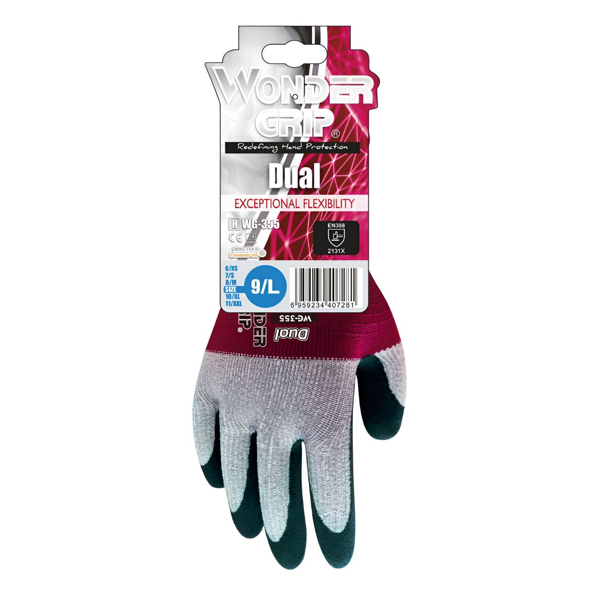 WONDER GRIP DUAL LATEX PALM PRECISION GLOVES EXTRA LARGE WG355101