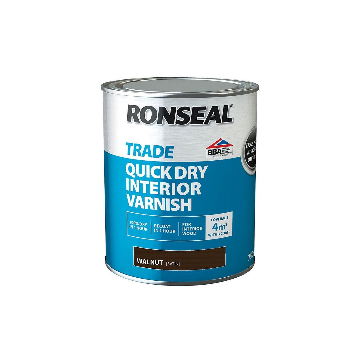 RONSEAL TRADE QUICK DRY INTERIOR VARNISH 750ml SATIN WALNUT 38545
