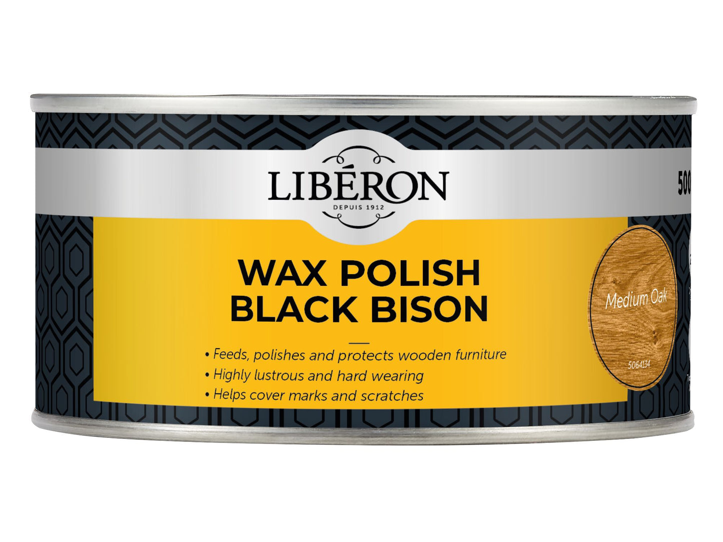 LIBERON BLACK BISON WAX POLISH PASTE 500ml MEDIUM OAK LIBBPWMO500N