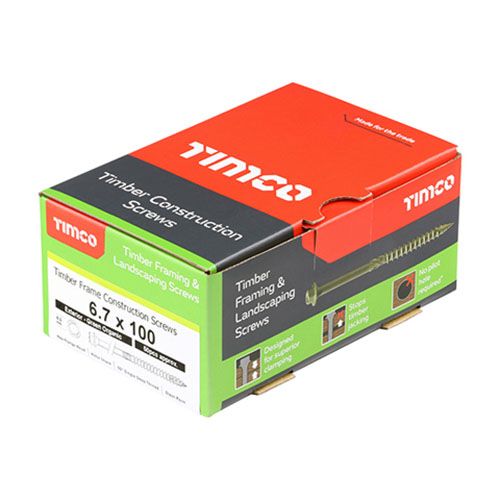 TIMCO INDEX SCREW HEX 6.7 x 100mm (BOX 50) GREEN 100IN