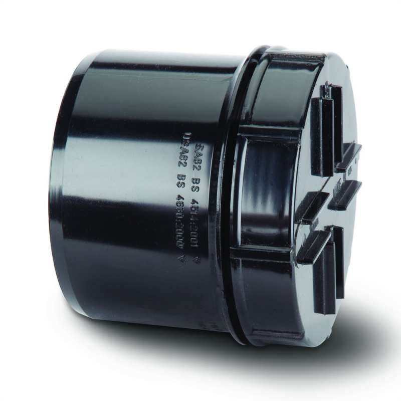 POLYPIPE SA62 SCREWED ACCESS CAP SPIG/TAIL 110mm SA62B BLACK