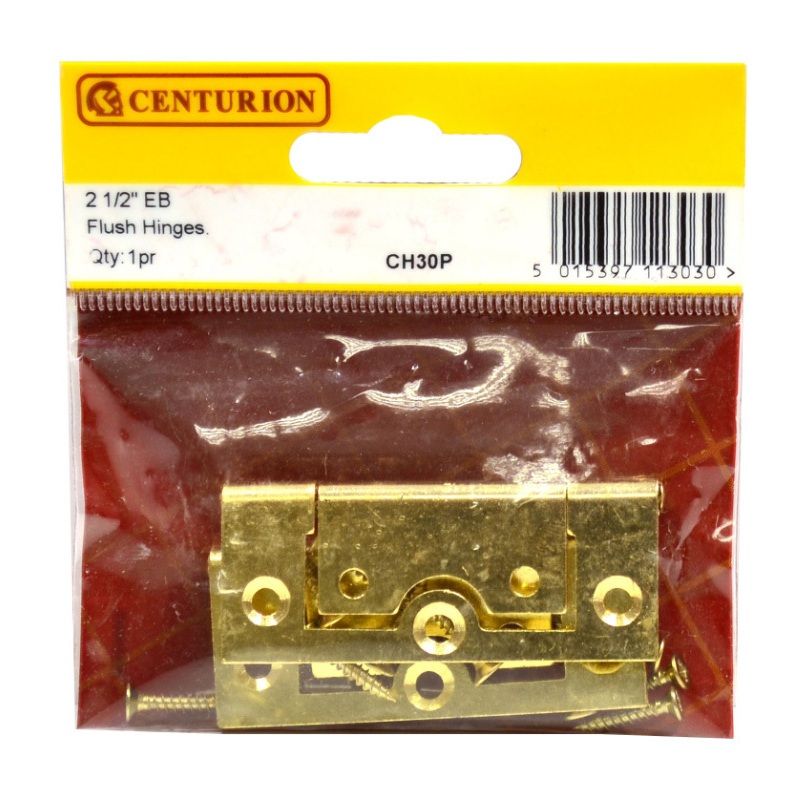 CENTURION CH30P ELECTRO BRASSED 65mm FLUSH HINGE PAIR