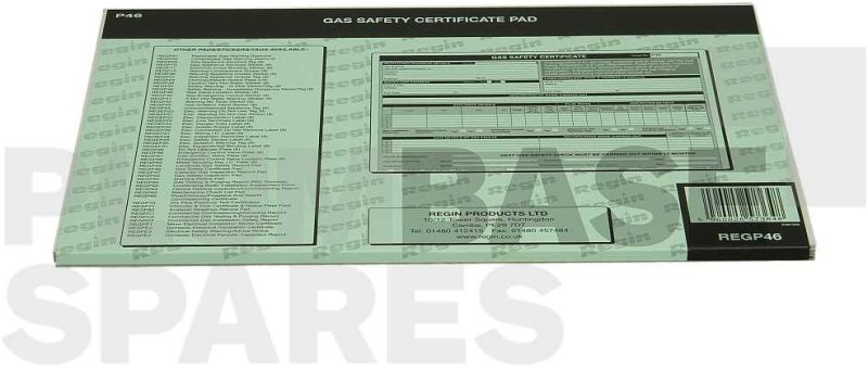 REGIN GAS SAFETY LANDLORDS CERTIFICATE PAD REGP46