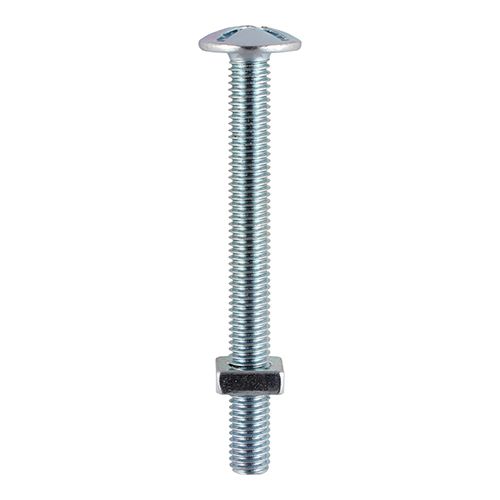 TIMCO ROOFING BOLTS WITH NUTS BRIGHT ZINC PLATED M6 x 50mm (BAG 90) 0650RBB