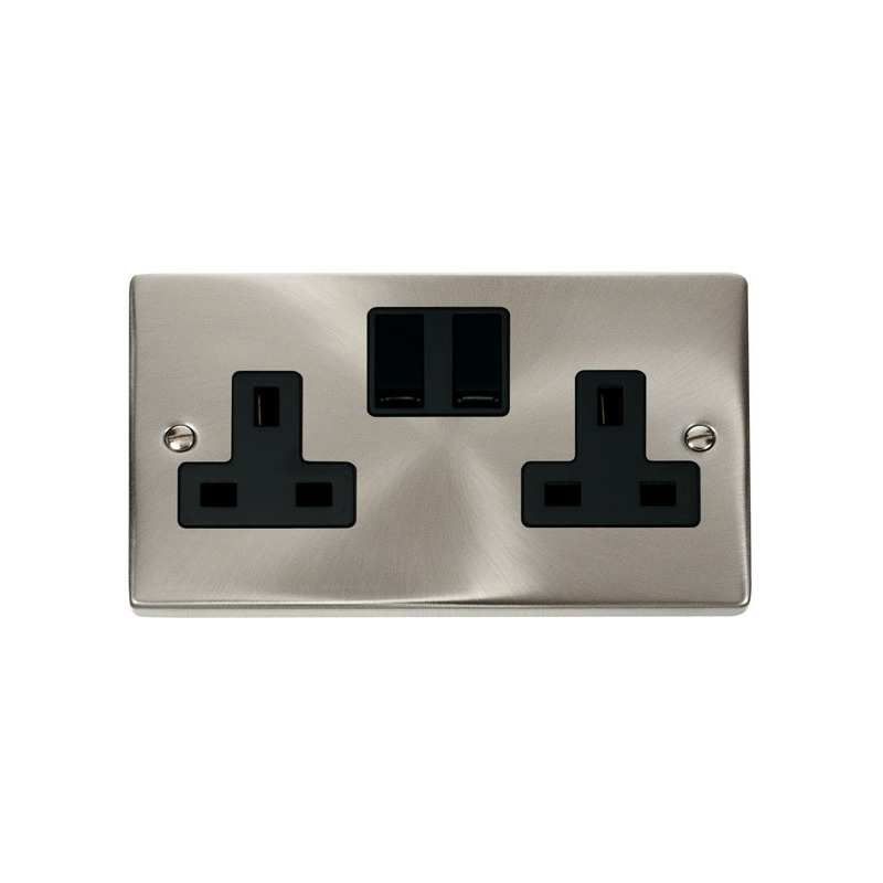 CLICK VPSC036BK 2G SW SOCKET SATIN CHROME BLK