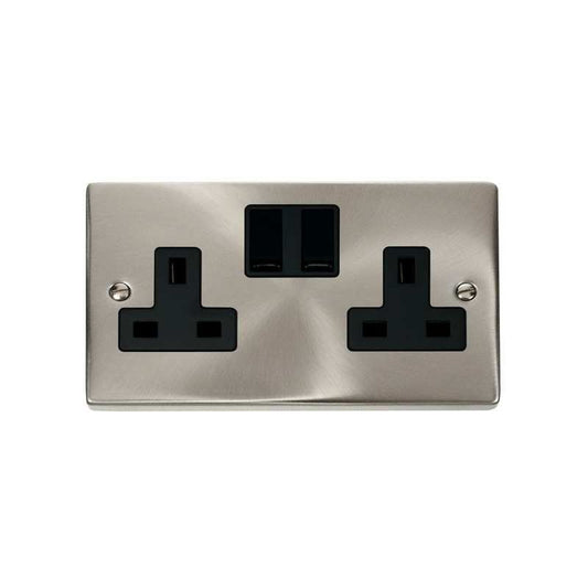 CLICK VPSC036BK 2G SW SOCKET SATIN CHROME BLK