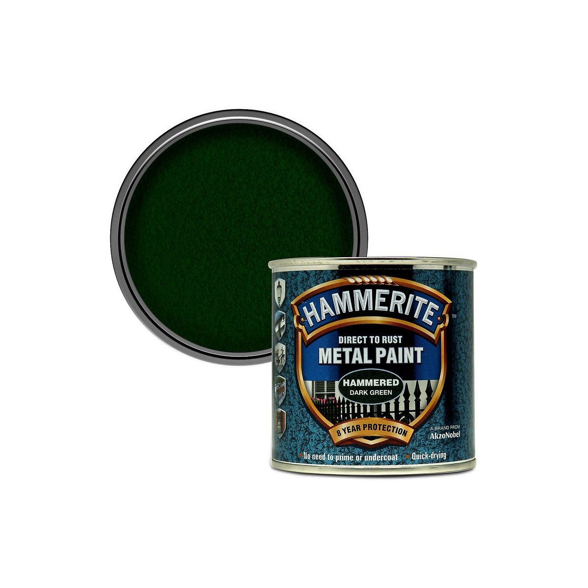 HAMMERITE HAMMERED FINISH PAINT 250ml DARK GREEN 5084831