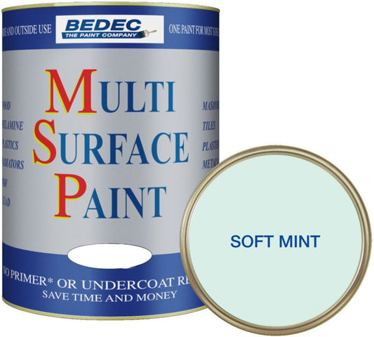 BEDEC SOFT SATIN MULTI SURFACE PAINT 750ml SOFT MINT BEDE2KB1192/29