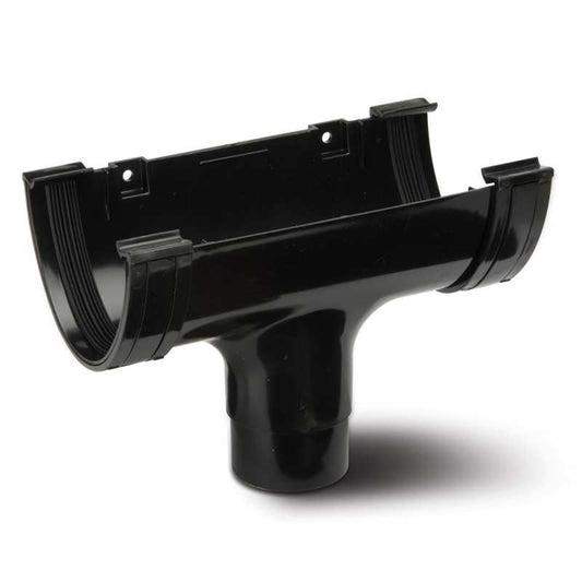 POLYPIPE RAINWATER POLYFLOW DEEP GUTTER RUN/OUTLET RD505B BLACK