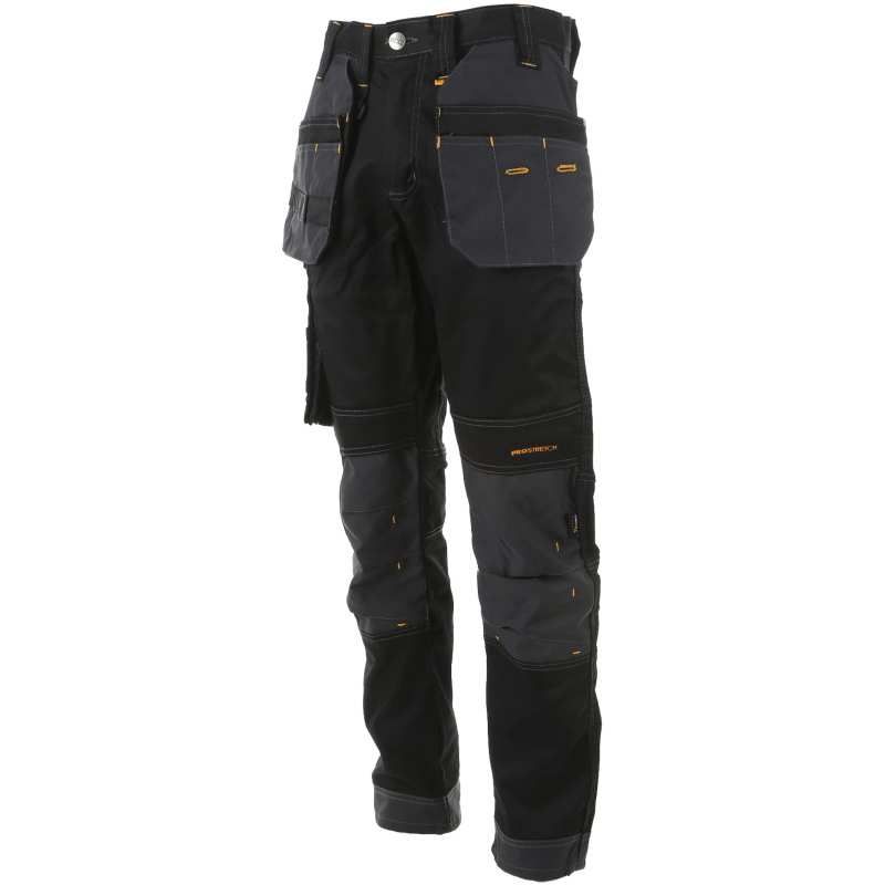 DEWALT HARRISON BLACK GREY REGULAR FIT STRETCH HOLSTER POCKET TROUSER 34S (L29W34)