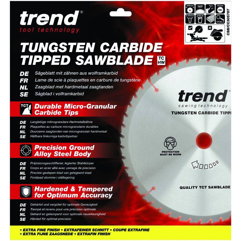 TREND CSB/CC30578T MITRE SAW CROSSCUTTING TCT CIRCULAR SAW BLADE 78TX30X305MM