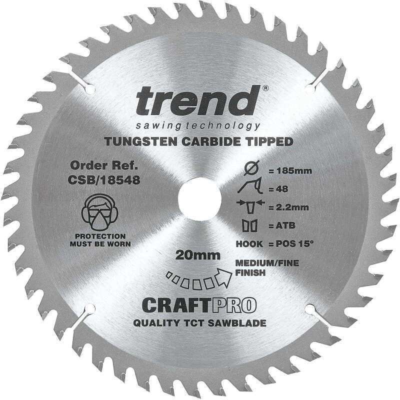 TREND CSB/18548 SUPER FINE FINISH TCT CIRCULAR SAW BLADE 48TX20X185MM