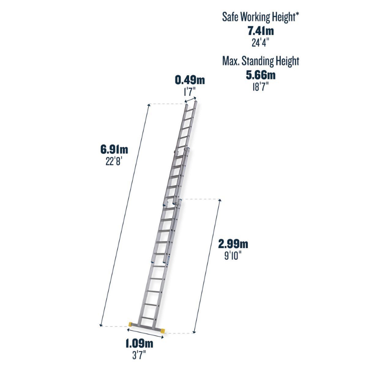 WERNER TRIPLE EXTENSION LADDER (3X10) 3.01m - 6.93m 57712220
