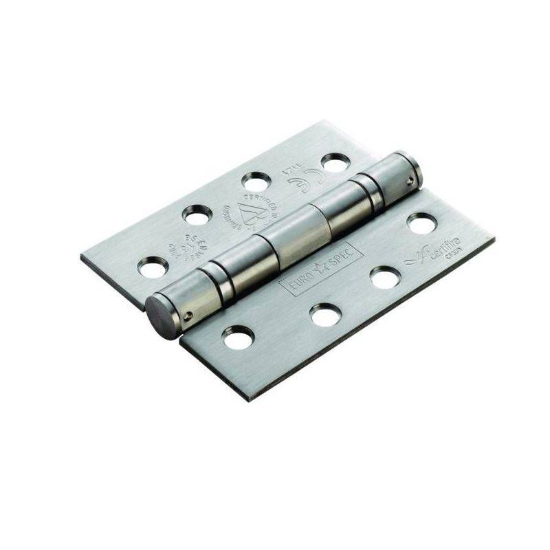 SATIN STAINLESS STEEL 4" x 3" PAIR & HALF BALL BEARING BUTT HINGES CERTIFIRE HIN14325/13SSS