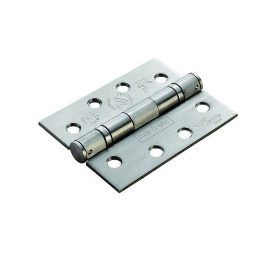 SATIN STAINLESS STEEL 4" x 3" PAIR & HALF BALL BEARING BUTT HINGES CERTIFIRE HIN14325/13SSS