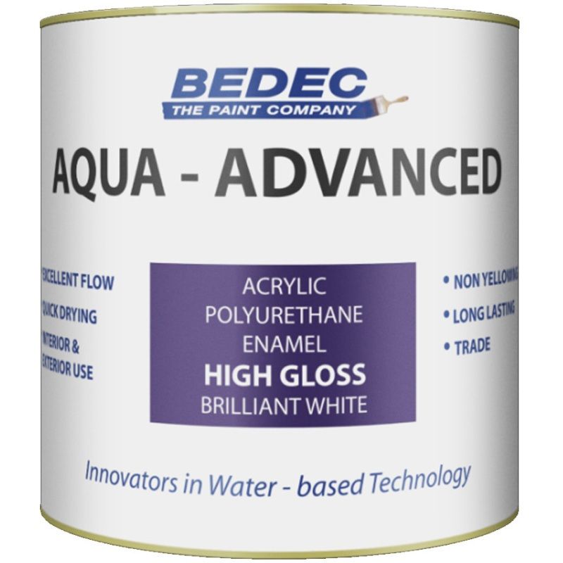 BEDEC AQUA ADVANCED ACRYLIC HIGH GLOSS 1l BRILLIANT WHITE BEDE2QA0002/38