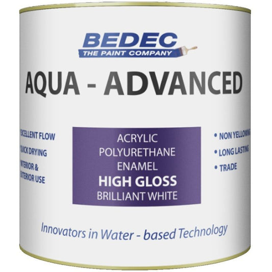 BEDEC AQUA ADVANCED ACRYLIC HIGH GLOSS 1l BRILLIANT WHITE BEDE2QA0002/38