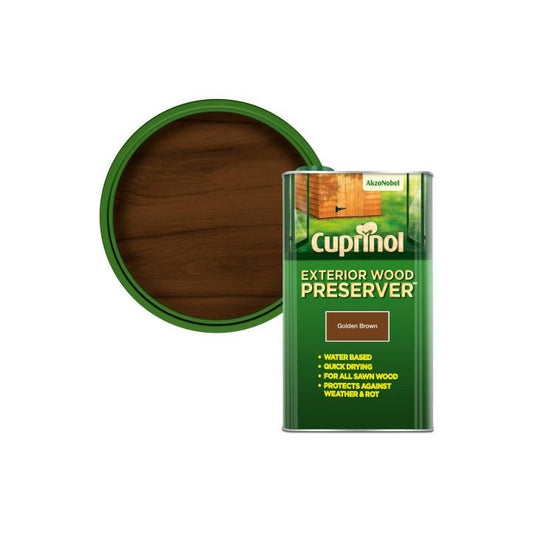 CUPRINOL EXTERIOR WOOD PRESERVER 5l GOLDEN BROWN 5095366