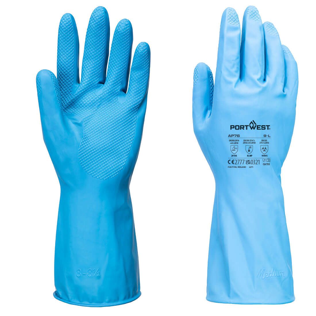 FD Chemical B Latex Light Gauntlet (Pk12), L, , Blue