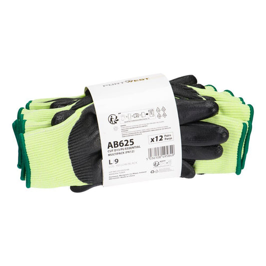 Cut D13 PU Essential Multipack (PK12), L, R, Yellow/Black