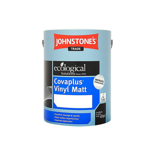JOHNSTONES COVAPLUS PAINT VINYL MATT 5l BRILLIANT WHITE 301463