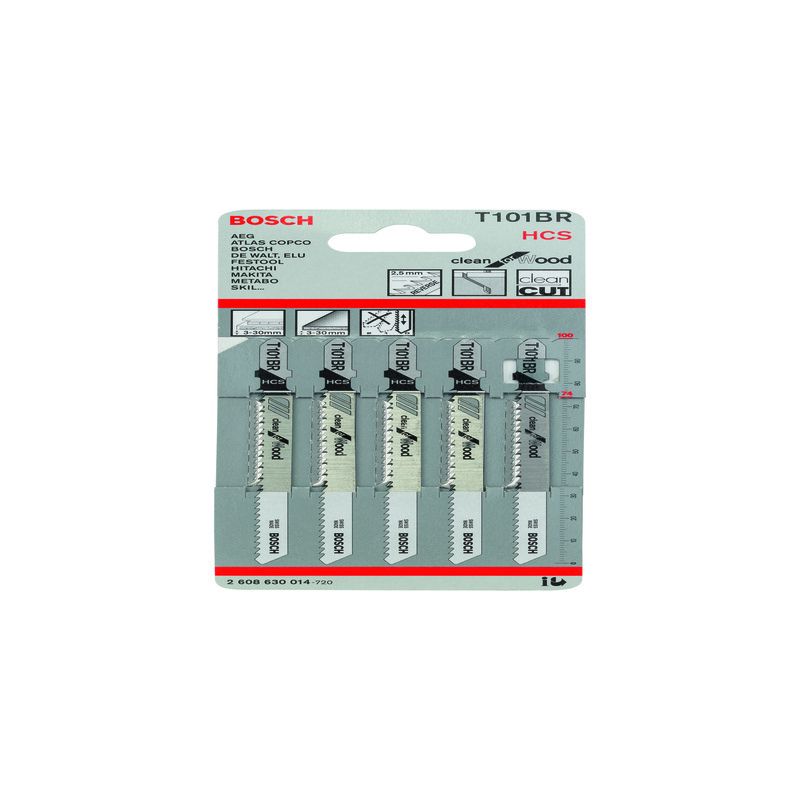 BOSCH 2608630014 PACK OF 5 T101BR WOOD JIGSAW BLADES