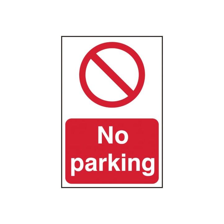 PVC SELF ADH SIGN 200mm WIDE x 300mm NO PARKING 0605