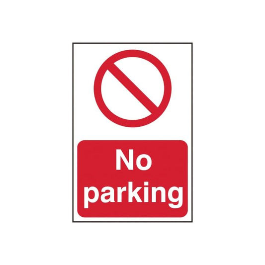 PVC SELF ADH SIGN 200mm WIDE x 300mm NO PARKING 0605