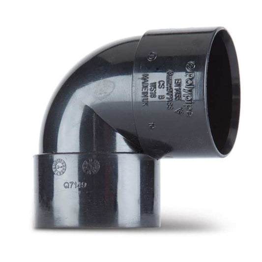 POLYPIPE ABS KNUCKLE BEND 50mm x 90deg WS64 WS64B BLACK