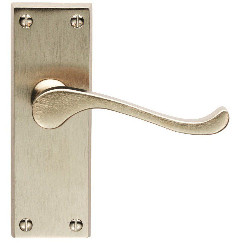 CARLISLE BRASS VICTORIAN SCROLL LEVER LATCH 120mm x 40mm SN/BP