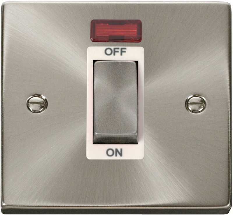 CLICK VPSC501WH 1G 45A DP SWITCH NEON SATIN CHROME