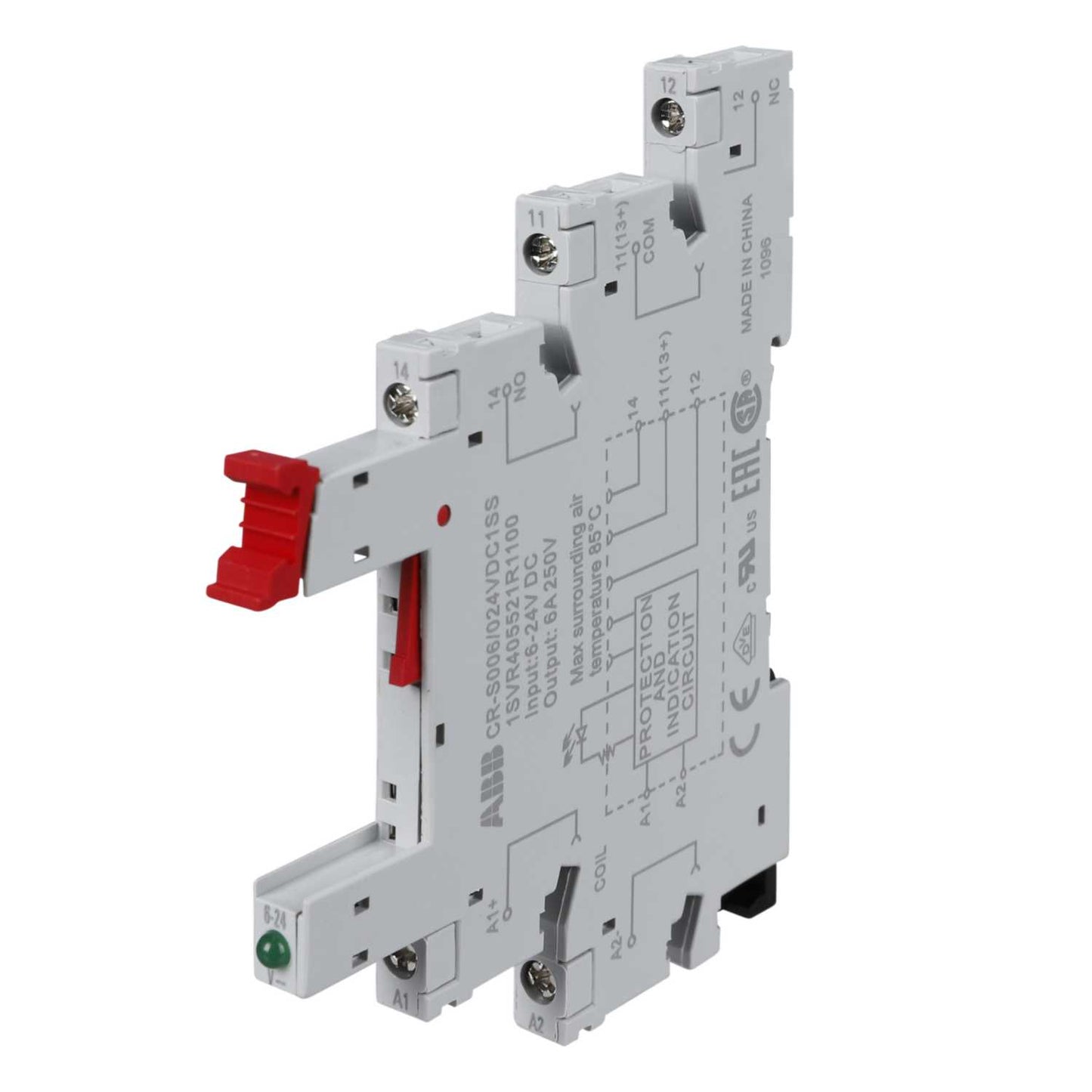 ABB CR-S006/024VDC1SS 6-24V DC, 250V AC DIN Rail Mount Relay Socket