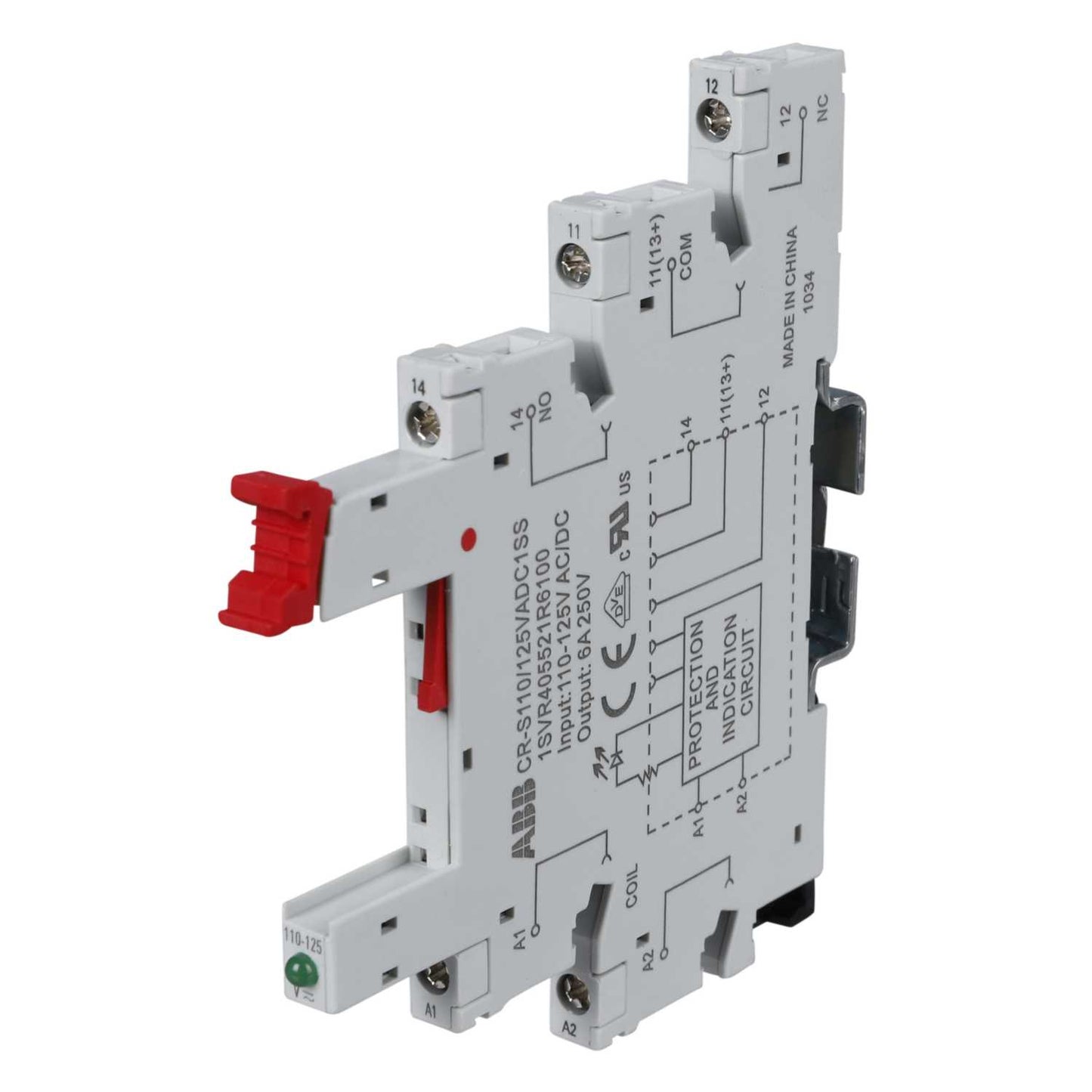 ABB CR-S110/125VADC1SS 110-125V AC/DC, 250V AC DIN Rail Mount Relay Socket