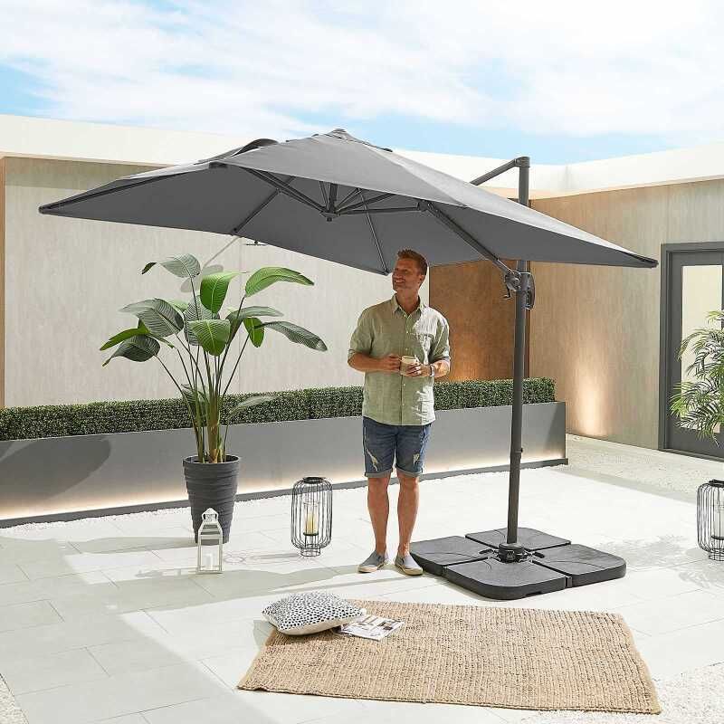 NOVA APOLLO GREY FRAME CANTILEVER PARASOL 2.5m SQUARE GREY N17662