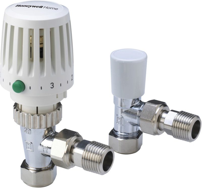 HONEYWELL VALENCIA TRADITIONAL RADIATOR VALVE TRV & LSV PACK ANGLED 15mm VTL120-15A