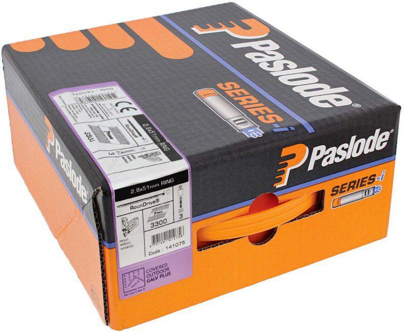 PASLODE 141075 51 x 2.8mm GALV PLUS RING NAILS & 3 FUEL CELLS FOR IM360 (BOX 3300)