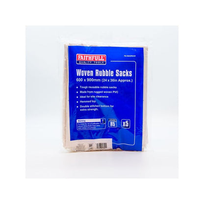 FAITHFULL FAIBAGRS5W WOVEN RUBBLE SACKS WHITE (PACK 5)