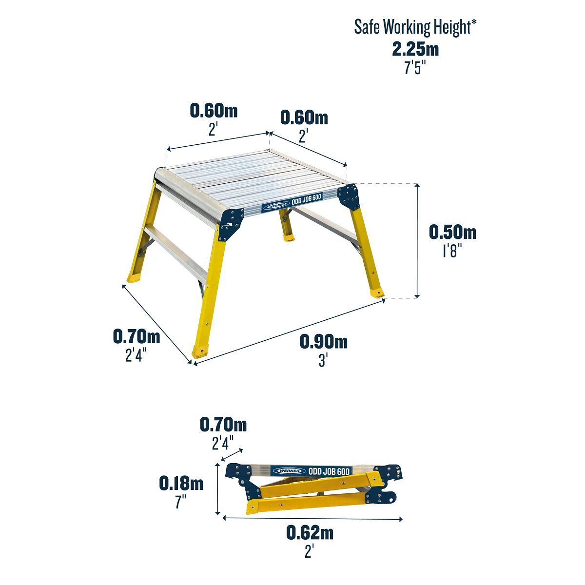 WERNER ODD JOB 600 FIBREGLASS WORK PLATFORM 600 x 600mm 31389800