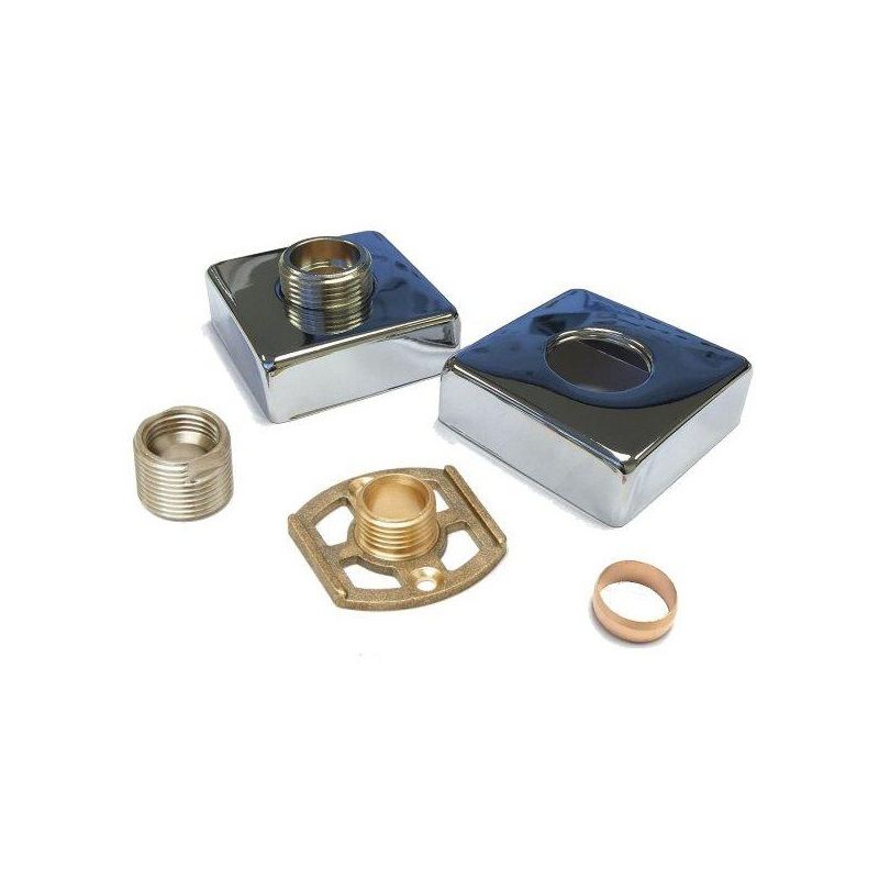 FM 2 PIECE SHOWER FIXING KIT C/W SQUARE CHROME SHROUDS S417