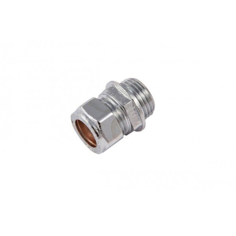 FLOWFLEX CHROME COMPRESSION MALE IRON COUPLING 15mm x 1/2" P902CP.15