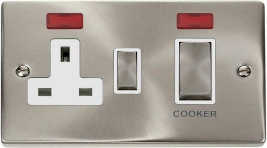 CLICK VPSC505WH 45A DP SW SOCKET & NEON SATIN CHROME