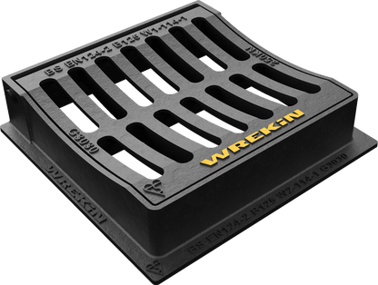 WREKIN (A114) 300 x 300 x 75mm D/IRON CAPTIVE HINGED & DISHED GRATE & FRAME B125 DGH0B3/3030