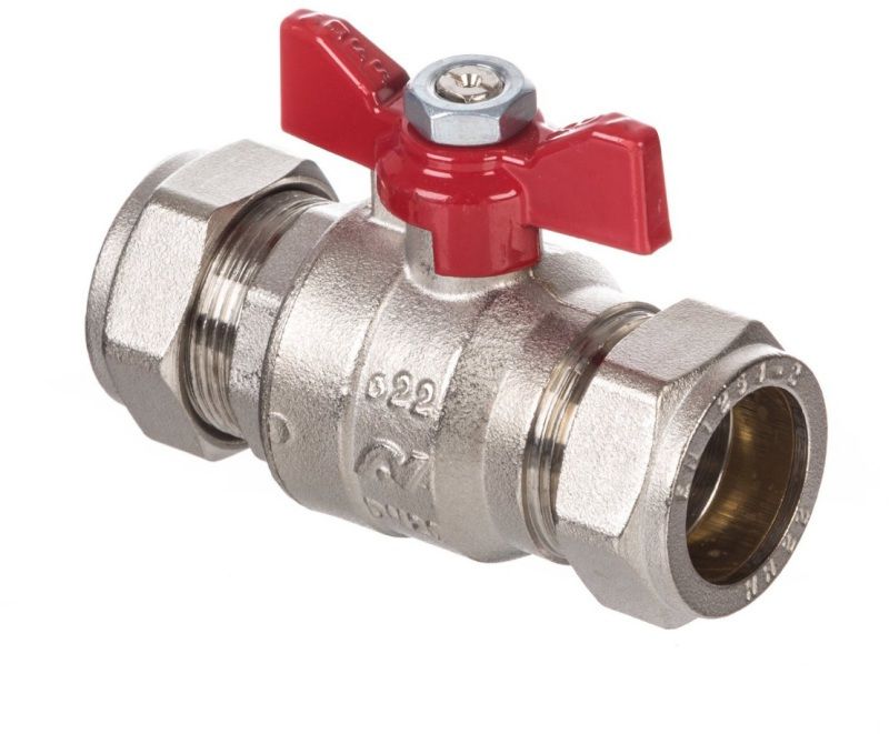 ALTECNIC BALLVALVE C/W BUTTERFLY HANDLE CXC 22mm RED AI-373RB2