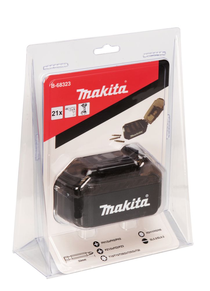 Makita 21 Piece Screw Bit Set In Battery Shaped Case | B-68323