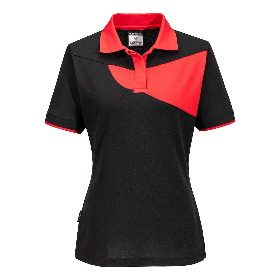 PW2 Cotton Comfort Women's Polo Shirt S/S, L, R, Black/Red
