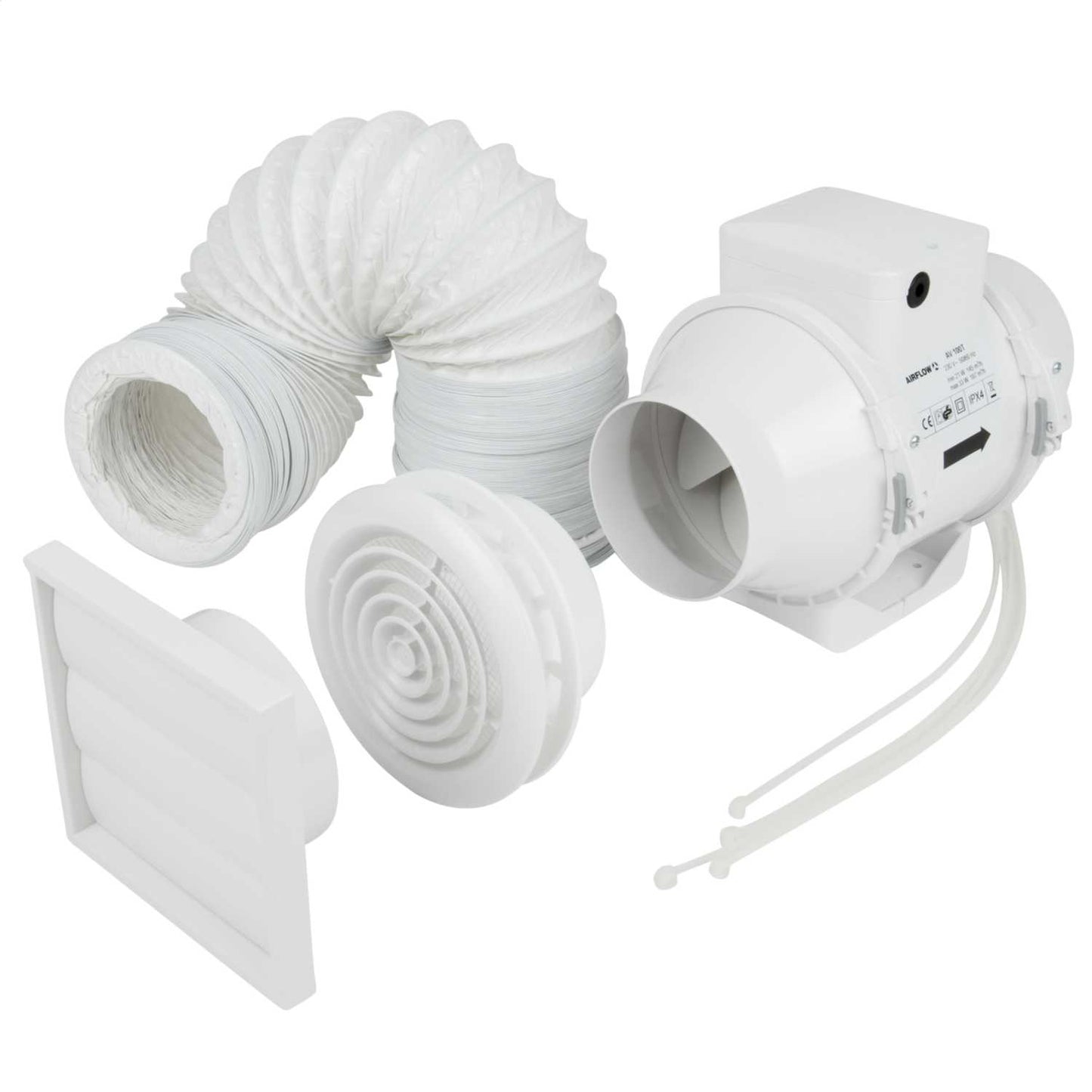 Airflow Aventa 100mm 4" In-Duct Shower Fan Kit with Timer