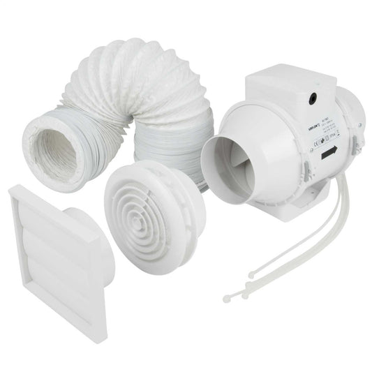 Airflow Aventa 100mm 4" In-Duct Shower Fan Kit with Timer