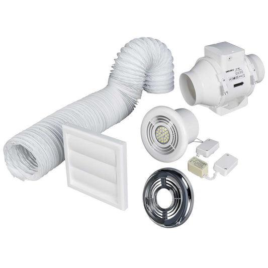Airflow Aventa 100mm 4" In-Duct Showerlight Fan Kit with Timer