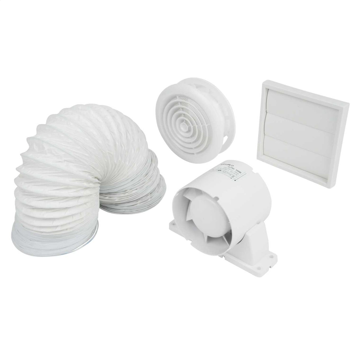 Airflow 100mm 4" Aura In-Duct Shower Fan Kit
